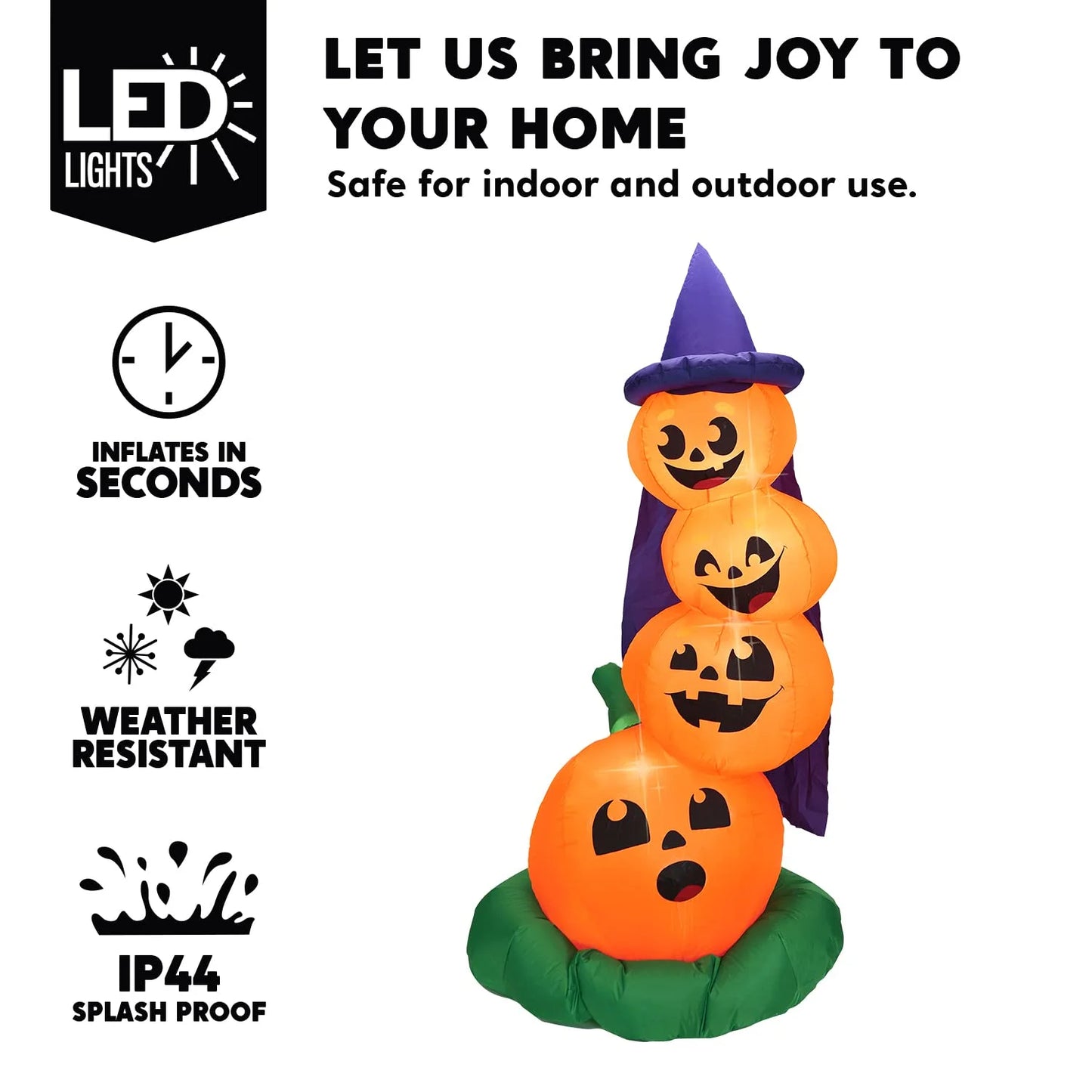 6 FT Halloween Inflatables Stacked Pumpkins with Build-In Leds for Porch,Halloween Pumpkin Decor Blow up Yard Decorations