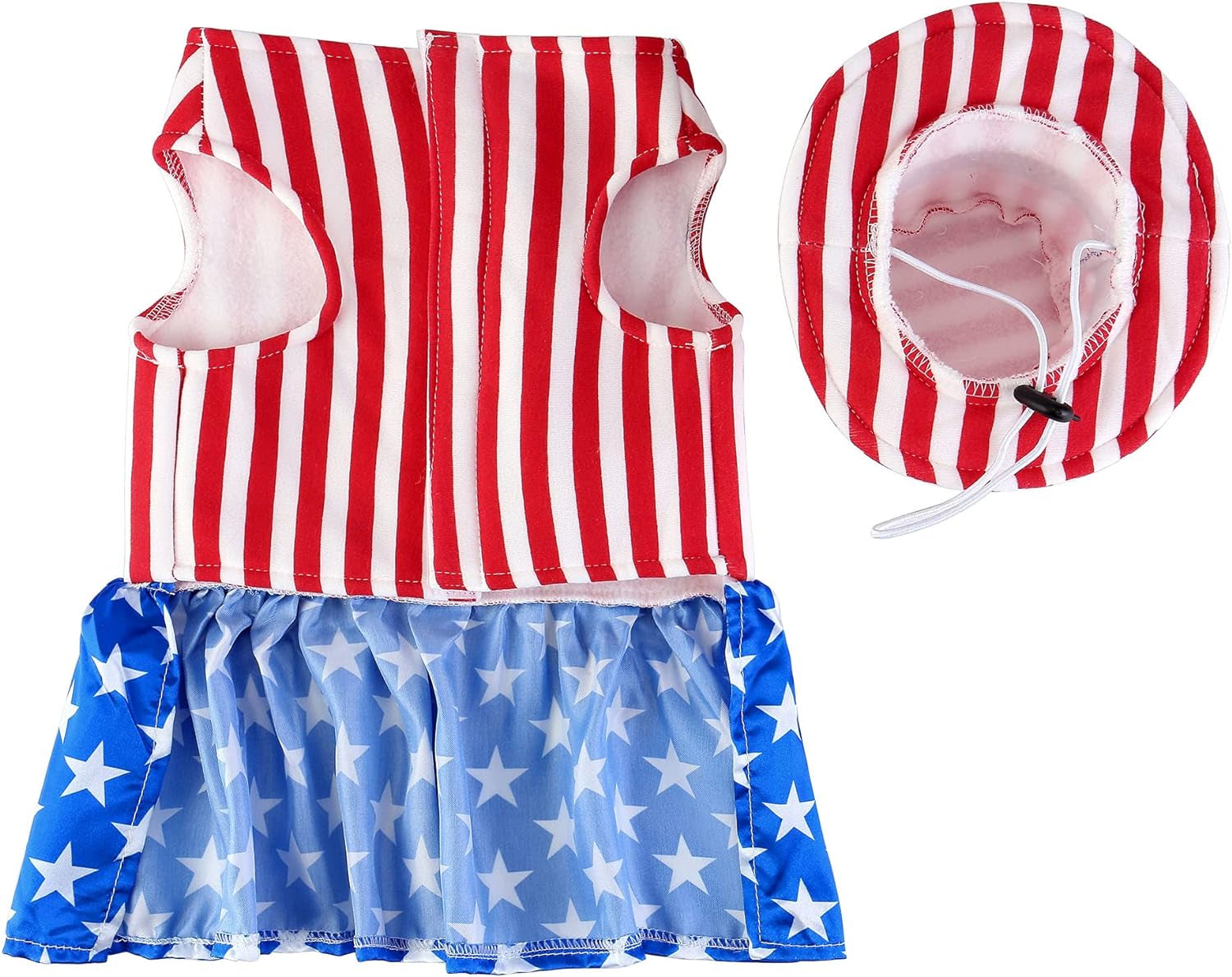 Dog Cat 4Th of July Costumes, American Flag Patriotic Independence Day Pet Cosplay Dress Clothes Apparel with Hat (XL)