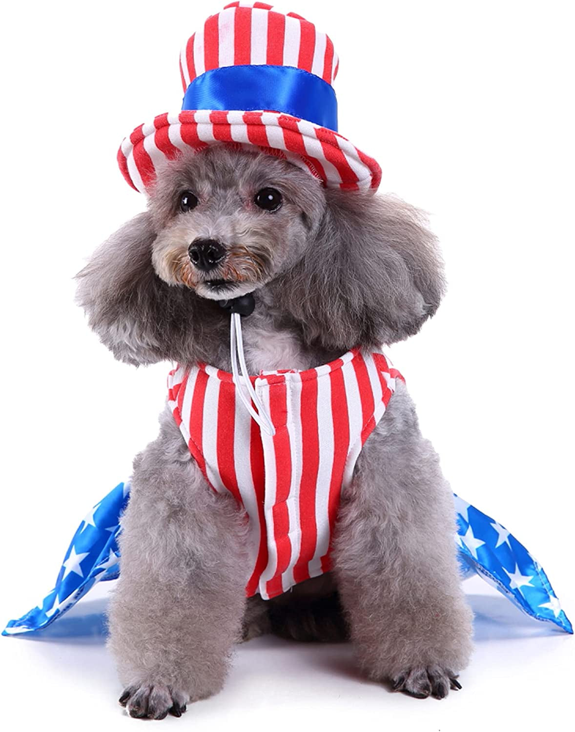 Dog Cat 4Th of July Costumes, American Flag Patriotic Independence Day Pet Cosplay Dress Clothes Apparel with Hat (XL)