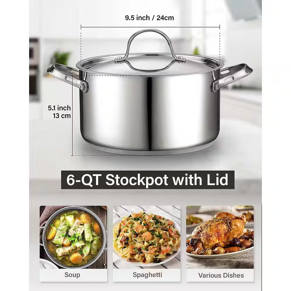 6 Qt. Stainless Steel Stockpot with Stainless Steel Lid