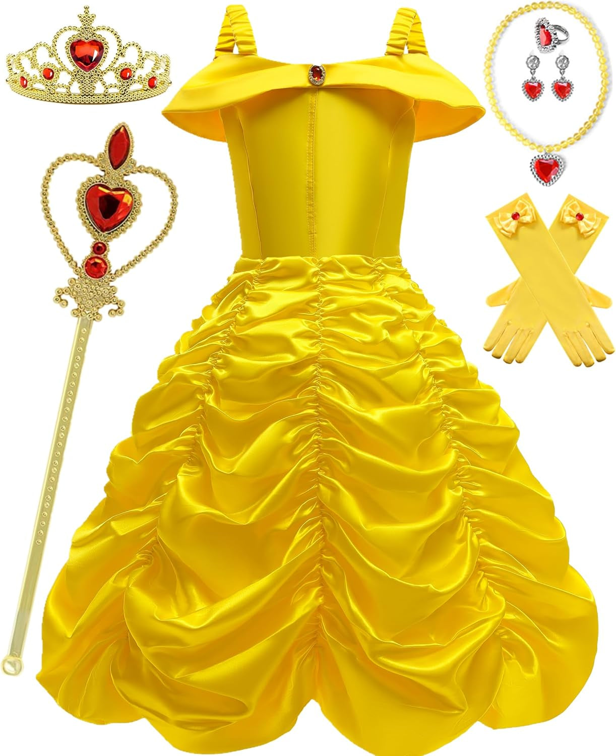 Princess Dresses for Girls Halloween Costumes Princess Costume for Girls Kids Yellow 3-10 Years