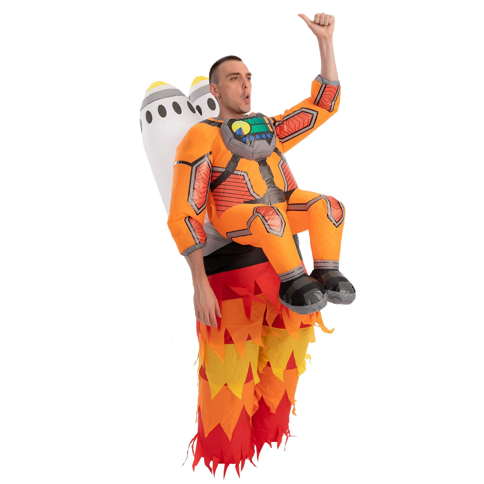 Inflatable Astronaut Costume for Adult, Unisex Yellow Astronaut Costume with Rockets Inflatable Costume, Inflatable Halloween Costumes, Rockets Costume