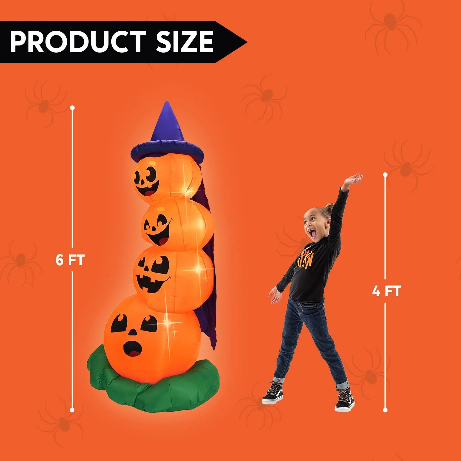 6 FT Halloween Inflatables Stacked Pumpkins with Build-In Leds for Porch,Halloween Pumpkin Decor Blow up Yard Decorations