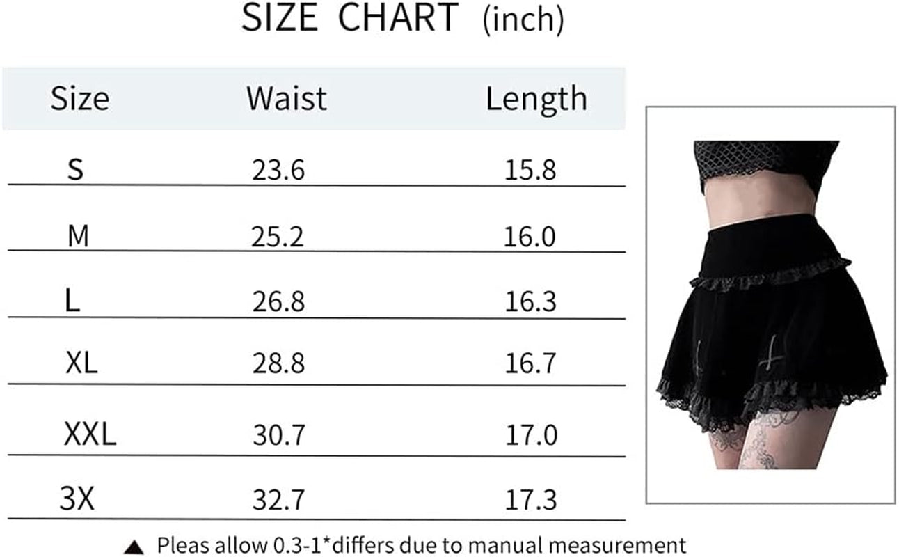 Womens Gothic Mini Skirts Punk Grunge Velvet Skirts High Waist Emo Skirt Mall Goth Alt Harajuku Skirt