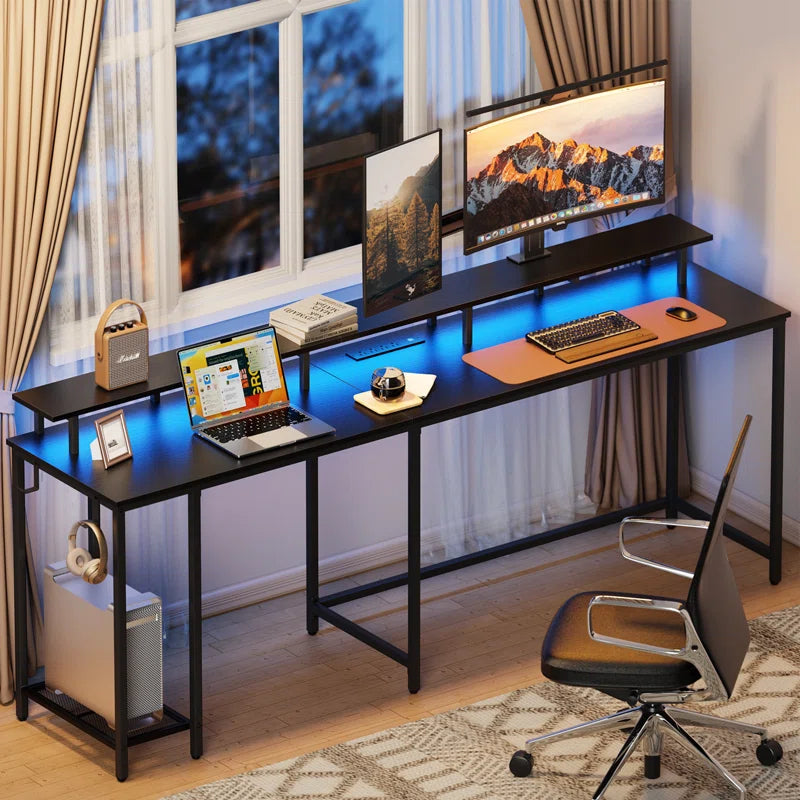 Kamai 54" Desk, L Shaped Desk, Computer Desk, L Desk, Corner Desk, Desks with LED Light, Writing Desk, White Desk, Gaming Desk, Desk for Gaming